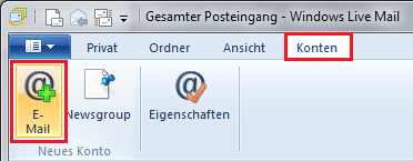 Windows Live Mail E-Mail-Konto Einrichten Screenshot 1