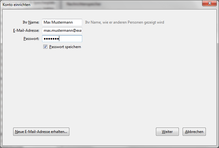 Mozilla Thunderbird E-Mail-Konto Einrichten Screenshot 3